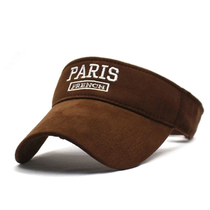 Brown adjustable sun visor hat with PARIS embroidery and cotton fabric for sports