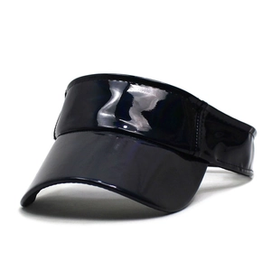 Visière de soleil en PU noir brillant pour hommes et femmes avec bord large et chic
