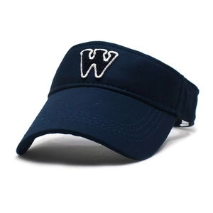 Dark blue sun visor hat for men and women featuring white embroidered W letter logo