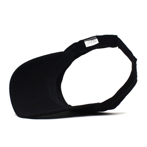 Unisex black cotton open top sun visor hat with wide brim and adjustable back strap