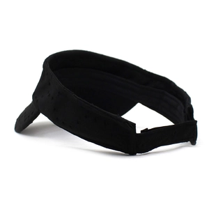 Detail view of the black breathable hollow mesh fabric on a sun visor cap for women