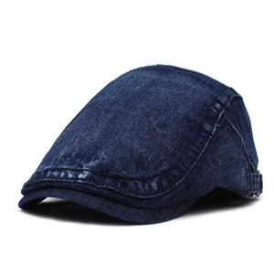 Femmes Hommes Rétro Denim Lavé Béret Casquette Plate Casual Ivy Forward Cap Avec Boucle Métallique Réglable Chapeau En Coton