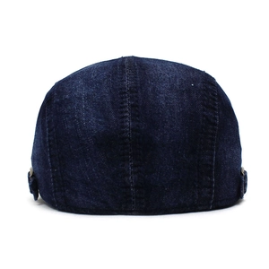 Béret classique en denim délavé bleu foncé pour hommes et femmes avec boucles en métal réglables