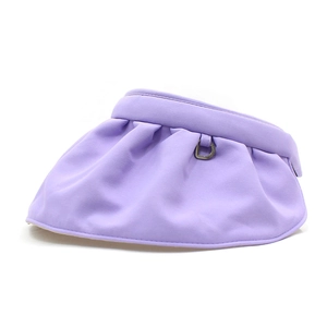 Women's foldable purple sun visor hat with wide brim and decorative metal buckle