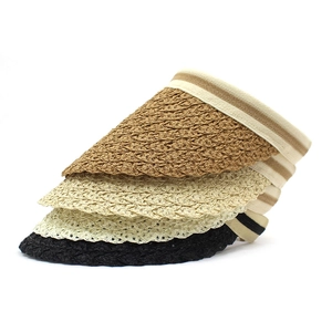 Women straw woven open top sun hat with wide brim for UV protection in four colors