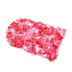 Winter thermal knit beanie hat made of long yarn in red and pink for wind protection