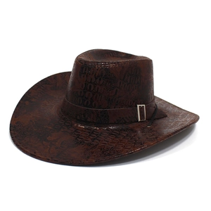 Dark brown western cowboy hat with crocodile texture and silver buckle detailing