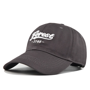 Gorra de béisbol gris oscuro con bordado blanco Forest 1768 en relieve y sarga de algodón