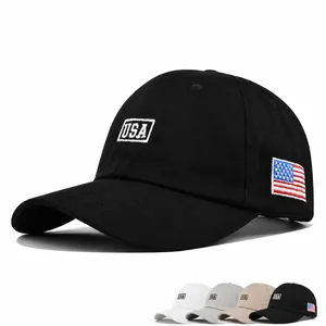 Vintage USA Embroidery Baseball Cap For Men Women Adjustable Cotton Sun Hat Casual Sport Trucker Hat With Flag Patch