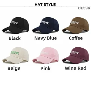 Sei colori di cappellini da baseball in cotone ricamati tra cui nero, blu e rosa