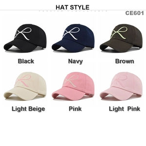 Ensemble de casquettes de baseball brodées avec nœud en noir, bleu marine, marron et rose