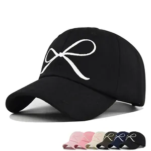 Casquette de Baseball Brodée avec Nœud à la Mode Chapeau de Soleil en Coton Réglable Sports de Plein Air Loisirs pour Hommes Femmes