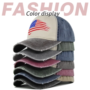 Vintage USA flag baseball cap with washed distressed style and multi-color options