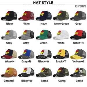 Breathable mesh trucker hats with OH NO print in multiple colors for men and women