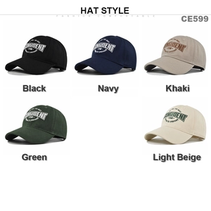 Set of five multi-colored CONFIDENT embroidered twill cotton baseball caps for unisex