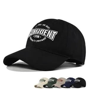 Embroidered Cotton Baseball Cap CONFIDENT Lettering Breathable Sunshade Adjustable Hat For Men Women Casual Outdoor Fashion