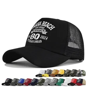 Omaha Beach D-Day 80th Anniversary Baseball Cap Mesh Trucker Hat Normandy 1944-2024 Veterans Squad Breathable Outdoor Sun Hat