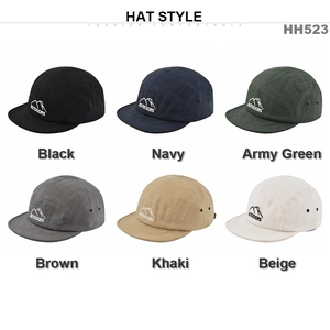 Flat brim hip-hop baseball caps with mountain embroidery in six assorted outdoor colors