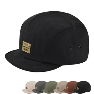 Berretto Unisex in Poliestere a Cinque Pannelli Hip Hop Baseball a Tesa Piatta Regolabile Parasole per Esterno Con Etichetta Tessuta