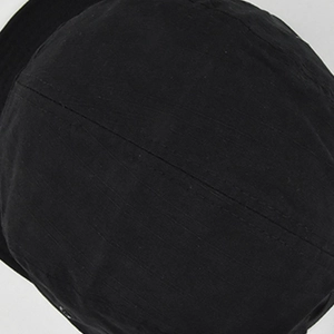 Detailed close-up showing the fine texture and circular stitching on the black canvas hat top