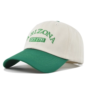 Classic Arizona EST 1751 embroidery baseball cap in cream and green color block design