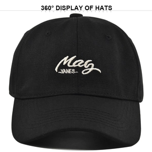 Casquette de baseball en coton noir classique avec broderie blanche Mag YANES pour le soleil