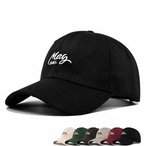 Casquette de Baseball en Coton avec Broderie Alphabet Bord Incurvé Réglable Protection Solaire Chapeau Sport Vintage Décontracté Homme Femme