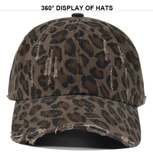 Vintage Distressed Leopard Print Baseball Cap 100% Cotton Adjustable Retro Streetwear Shading Trucker Dad Hat For Women Men