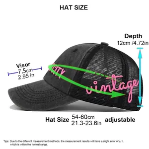Vintage NEW YORK baseball cap with 3D embroidery and adjustable size measurements
