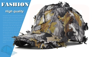 Detailansicht der 3D-Blatt-Camouflage-Taktikmütze mit realistischen Waldmustern