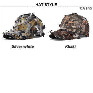Taktische Tarn-Baseballkappen mit 3D-Blatt-Design in Silberweiß und Khaki-Farben