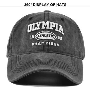 Vintage Gewaschene Baumwolle Baseball Kappe Für Herren Damen Olympia Athletic 90 Champions Stickerei Distressed Verstellbarer Sonnenhut Mode Sport Hut