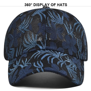 Gorra de Béisbol Elegante para Mujer con Bordado Floral de Encaje Transpirable Ajustable Gorra de Sol de Poliéster Casual
