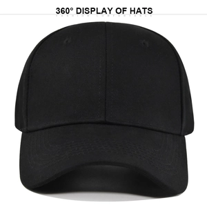 Classic 6-panel black cotton baseball cap with curved brim and breathable eyelets