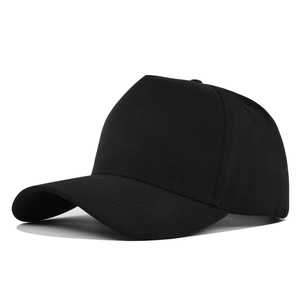Classic black baseball cap with curved brim and solid color design shown in a 45-degree angle