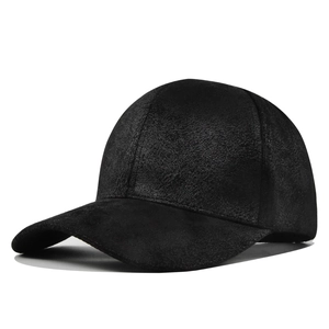 Classic black suede baseball cap with a curved brim and a soft matte finish for unisex wear