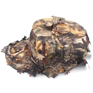 Detail of 3D bionic maple leaf camouflage on quick-dry outdoor tactical ghillie hat