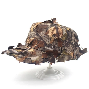 Side view of 3D leaf tactical camouflage cap with laser-cut leaves for outdoor stealth