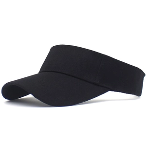 Classic black cotton sun visor hat with wide curved brim for outdoor sports and tennis