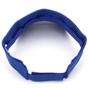 Royal blue adjustable sun visor hat with sport embroidery and velcro back strap