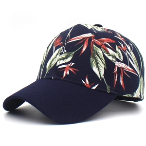 Damen 100% Baumwolle Baseballkappe Blumendruck Tropischer Sonnenhut Verstellbar Outdoor Strand Mode Koreanischer Stil Schildmütze