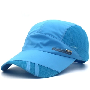 Quick-dry blue sport baseball cap with breathable mesh and SPORTS lettering