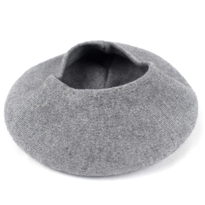 Classic dark grey wool knitted beret hat for women featuring a minimalist solid color design