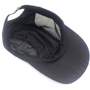 Quick-dry black mesh sports hat with adjustable metal buckle and breathable panels