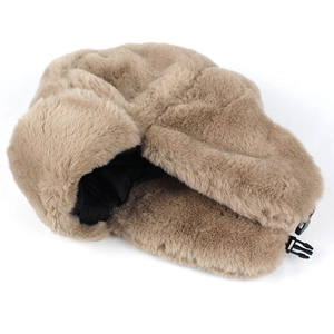 Chapeau de trappeur en fausse fourrure de lapin kaki avec protège-oreilles et boucle