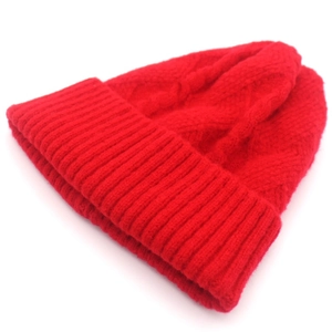 Damen Strickmütze aus Wollmischung in Rot mit klassischem modischem Zopfmuster