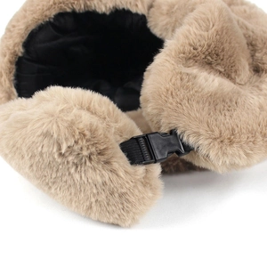 Chapeau de trappeur en fausse fourrure de lapin kaki avec doublure épaisse et boucle réglable