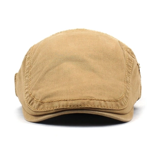 Classic khaki cotton ivy cap with side embroidery for men and women outdoor wear
