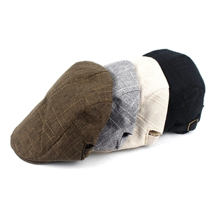Linen flat caps for men and women with breathable texture and adjustable buckle straps