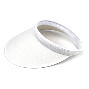 Detail view of white breathable linen mesh sun visor hat for summer outdoor protection